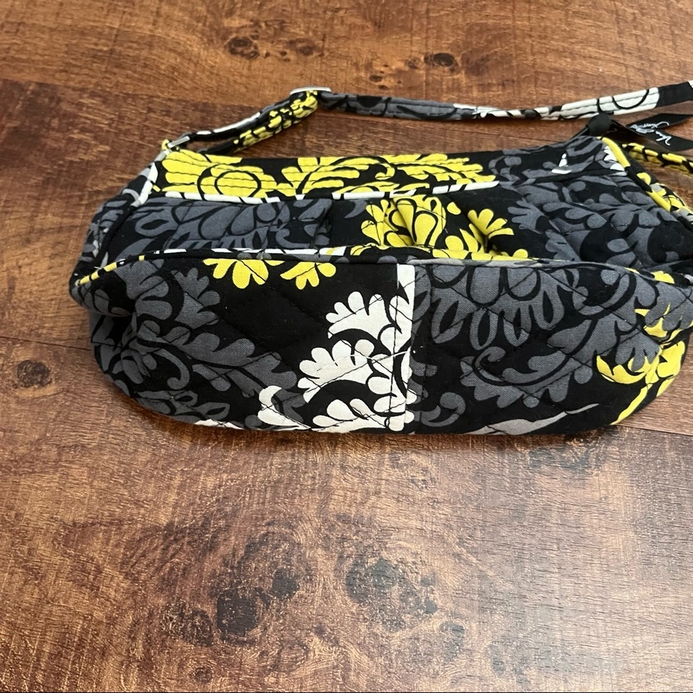Vera Bradley small purse black gray yellow white 100% cotton zip closure - Picture 4 of 10